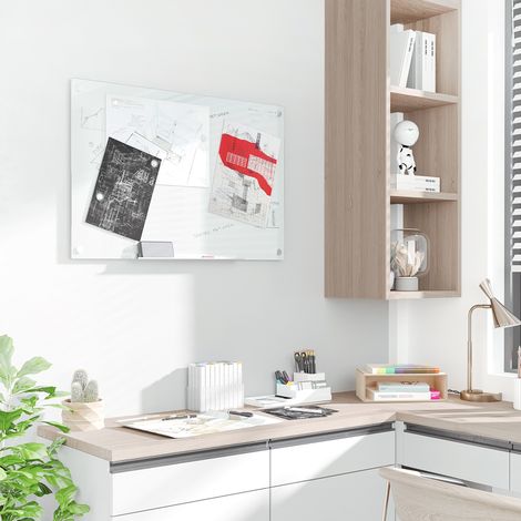 Magnetische Glas-Magnettafel 90 x 60 cm zur Wandmontage mit Zubehör OKMYHOME (1/5)