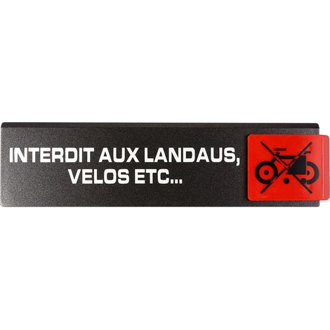Plaque de porte Interdit aux landaux et vélos - Europe design 175x45mm - 4261096