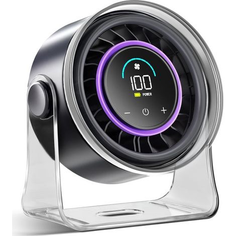 Ventilador de escritorio portátil，ventilador con 100 velocidades，inclinación de 360°，batería recargable，la oficina y la cocina (blanco) (1/5)