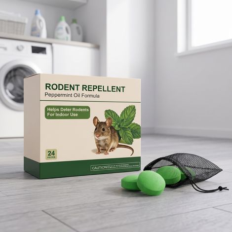 Rat repellent tablets, suitable for everyday household use, preventing rats from chewing and damaging furniture, indoor and outdoor use. Gentle ingredients, portable tablets -- 24 PIECES -- BIEMMEDUE (1/5)