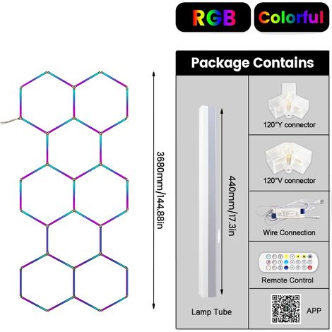 LED-Licht, sechseckiges Design, Bluetooth-Steuerung, 3 mit 5-Löchern (1/2)