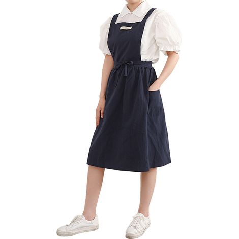Tablier Pinafore Croisé Dos - Tablier À Poches Pour Cuisine Peinture Jardin - Taille Unique (1/5)