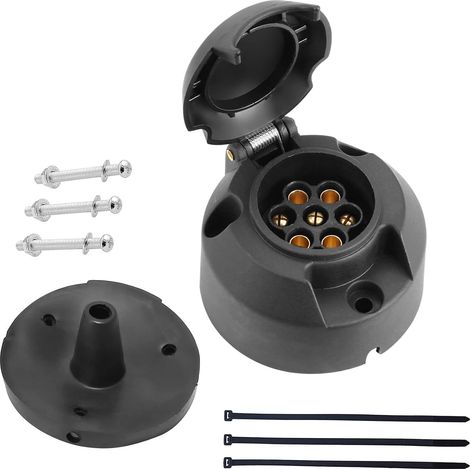 Prise 7Broches Remorque,1 Pièce Prise Attelage 7 Broches 12v,Adaptateur Prise Femelle Auto Remorque Camion,Iso172,Prise 7 Broches Etanche pour Agricole Véhicule,VoitureCaravane (DG75S-1) (1/5)