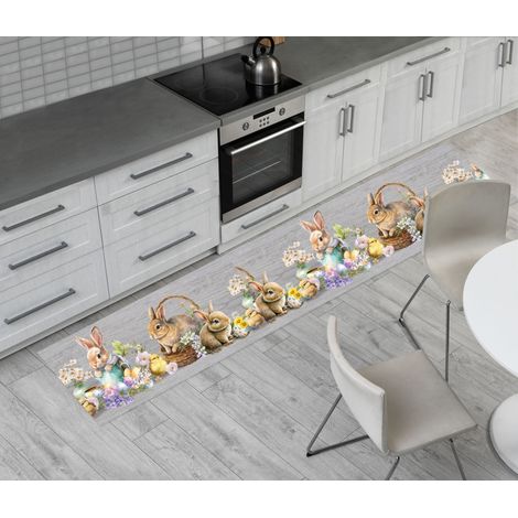 Tappeto Pasqua Passatoia Cucina Antiscivolo Sottolavello Disegno Basket Easter, misura50x90coloreBasket Easter (1/4)