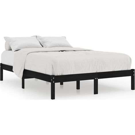 Maison Exclusive - Massivholzbett Schwarz 135x190 cm (1/5)