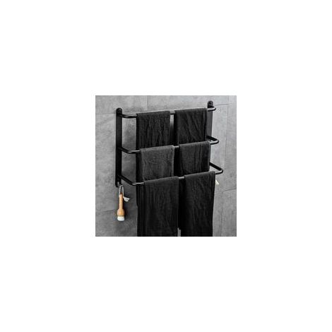 Porte-serviettes en acier inoxydable, 3 niveaux, non perforé, porte-serviettes pour cuisine et toilette noire, 40CM (1/5)