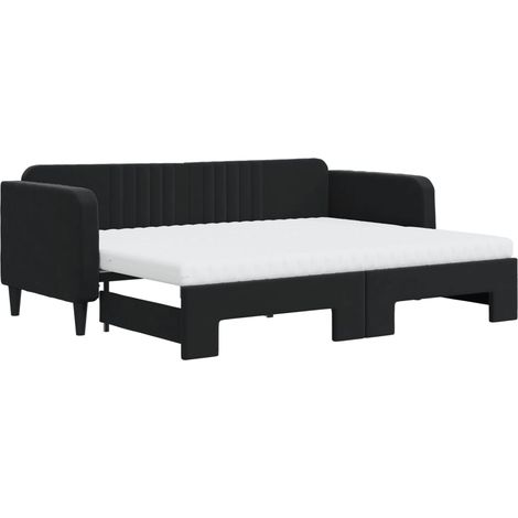 Maison Exclusive - Lit de jour avec lit gigogne et matelas noir 80x200 cm velours