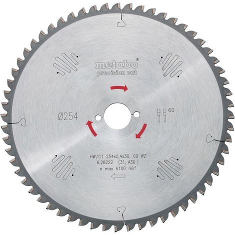 Metabo Lama di sega circolare 254 mm 60 denti in carburo