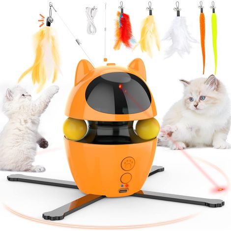 Jouet chat électrique interactif 3-en-1, avec ressort changeant, rechargeable USB, stimulation automatique (1/5)