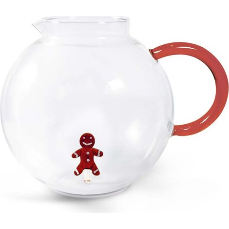 WD LifeStyle Brocca Vetro Borosilicato Cc 1,7 Lt Decoro Omino Pan di Zenzero Natale (1/2)