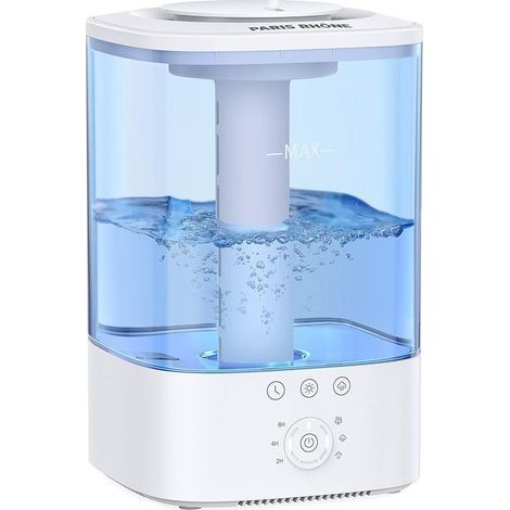 Humidificateur brouillard froid 3.5L Top Fill Humidificateur à ultrasons, 7 LED couleurs, contrôle tactile, 4 timers, 3 sorties brouillard, mode suspension, humidificateur silencieux (Blue) (1/5)