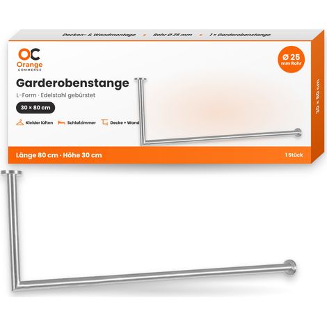 Edelstahl Garderobenstange L Form 30 x 80 cm