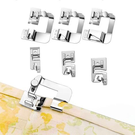 Presser Feet, Stainless Steel, Narrow and Wide Rolled Hem, 3/4/6 mm and 10/21/22 mm, For Domestic Sewing Machine (1/5)