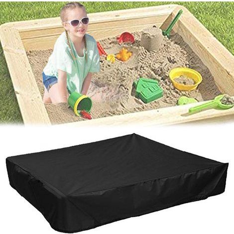 black-Sandbox Cover With Drawstring, Square Dust-proof Beach Sandbox Cover, Waterproof Sandpit Swimming Pool120x120x20cm