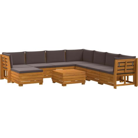 Maison Exclusive - Outdoor-Sofagarnitur mit Kissen 9 Stück Braun