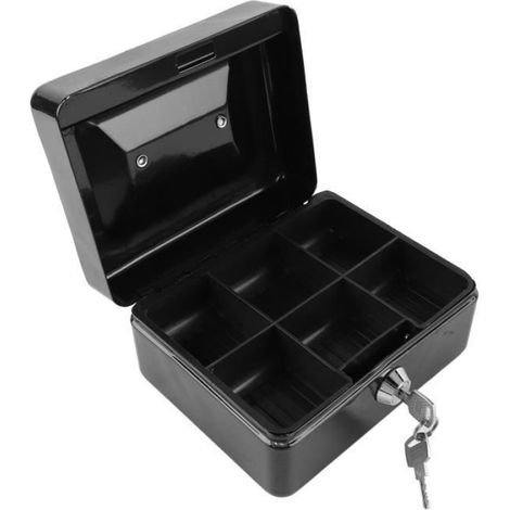 Tirelire en métal Caisse en métal avec serrure Sécurité Petite bote de rangement en métal portable avec 2 meuble boite (1/4)
