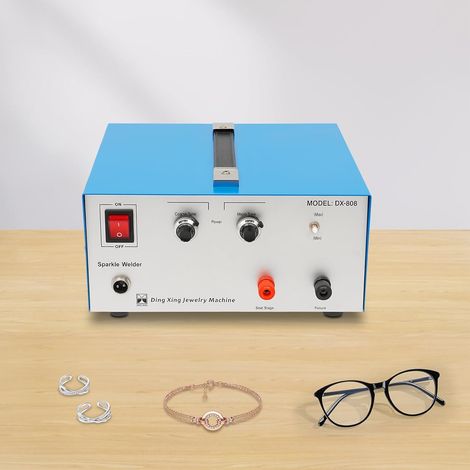 Soudeuse à bijoux 390 W - Poste à souder par points - 80 A 220 V - Outil pour bijoux - Bleu - 0,5-1,5 mm - Platine, or, or K, argent et acier (1/5)