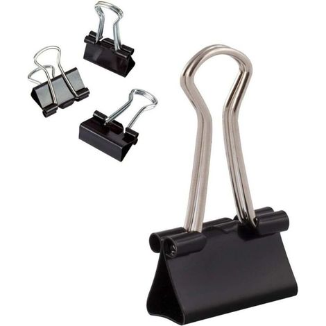 Packung mit 40 Büroklammern - 19mm - Box mit multifunktionalen Büroklammern - Klammern - Zeichenbüroklammern aus Metall für Notizen - Briefpapier - Büroklammern Bürobedarf - Schwarz (1/5)