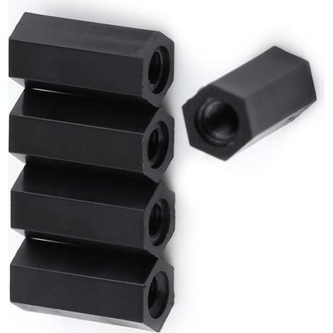 Entretoise M3 - Nylon PA66 Noir - Filetage Hexagonal - Pour Cartes Électroniques - 100 Pièces (1/5)