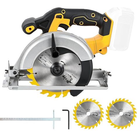 Cordless Circular Saw for 18V 20V 3800RPM, Brushless Circular Saw with 2 Blades 165mm, Cutting Depth and Angle from 4.5cm (90°) to 3.5cm (45°) for Wood, Soft Metal and (1/5)