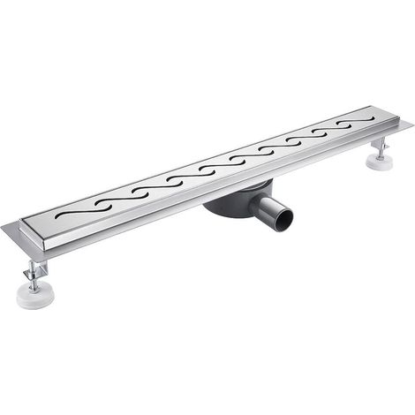 Caniveau de douche 60 cm plat, siphon 360° avec anti-odeurs et filtre à cheveux ensemble complet de caniveau de douche siphon de sol en acier inoxydable pour cabine de douche paroi de douche (1/5)