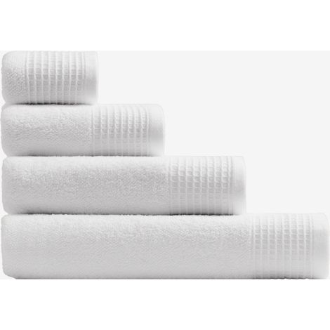 Serviette en coton éponge avec bordure Claritone SKLUM Blanc