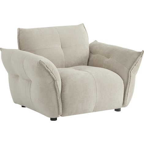 Fauteuil en tissu chiné beige NAPIZO (1/5)