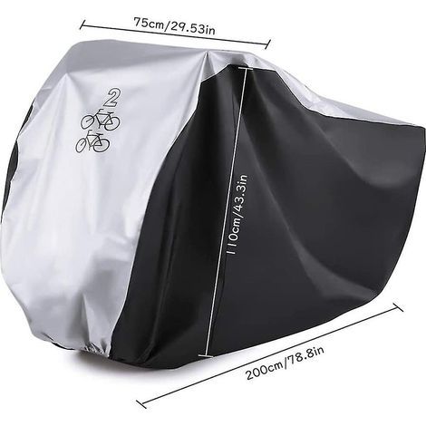 Housse double pour 2 vélos ou scooters, en nylon 190T ultra-résistant, imperméable et anti-UV, avec protection anti-poussière. (1/4)