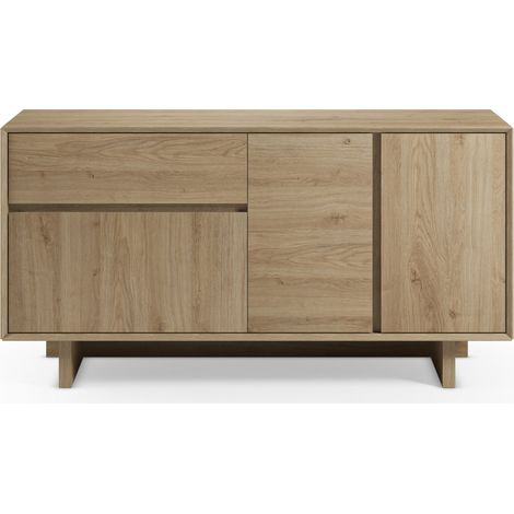 ARKA - Buffet 3 portes 146 cm en mélamine - Chêne clair