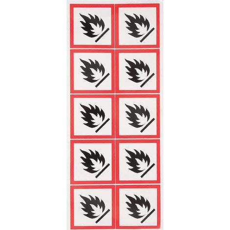 feuille d'autocollants pour liquides inflammables - Panneau pratique pour liquides inflammables-25.5x11cm (1/4)