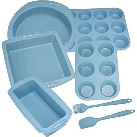 7-teiliges blaues Kuchenform-Set für Toast, Brot und Gebäck – rechteckig und rund (1/4)
