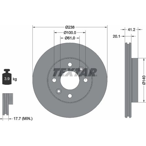 Lot de 2 Disques de frein Textar 92036203 NISSAN 4020600Q0D 4020600QAJ