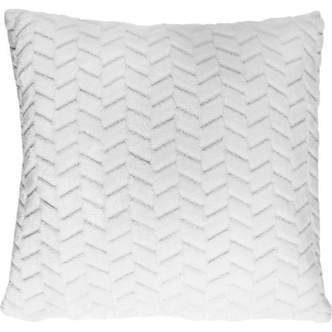 Coussin Déco Chevron "Crush" 40x40cm Blanc (1/4)