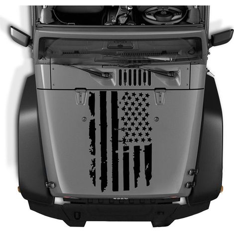 Adesivo in vinile resistente all'acqua e strisce della bandiera americana, per la copertura del motore Jeep Wrangler JK TJ YJ (1/5)