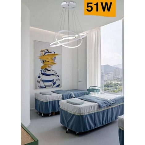 TRADE SHOP - Lampadario A Sospensione 51w A Led Forma Di Pianeta Bianco Luce Calda Fredda A64 - -Bianco Freddo -