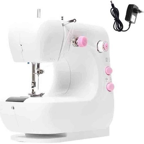 Overlock-Nähmaschine mit zwei Geschwindigkeiten und Fußpedal, tragbare Nähmaschine für Zuhause und Reisen, einfach zu bedienen für Erwachsene und Kinder (rosa) (1/5)