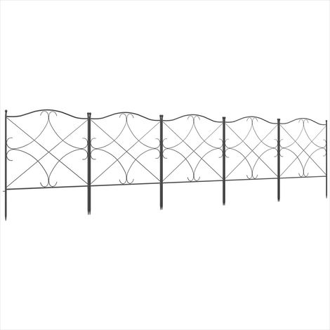Clôture de jardin en métal 305 x 62 cm lot de 5 noire (1/5)