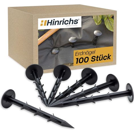 100 piquets de fixation Divers accessoire de portail, plastique noir résistant aux UV, pour bâches anti-mauvaises herbes, films agricoles et filets (1/5)