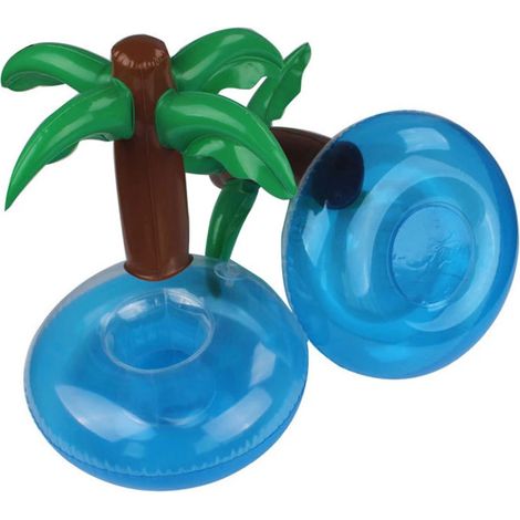 Table flottante pour piscine, palmier avec porte-gobelet bleu, marron, vert-XF5- bleu, marron, vert