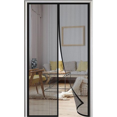 Magnétique Moustiquaire Porte, Aimantée Maille Ultra Fine Fermeture Automatique Rideaux Anti Mouches Installation Facile, pour Portes de Multi Types-Black-A 70x200cm(27x78inch) (1/5)