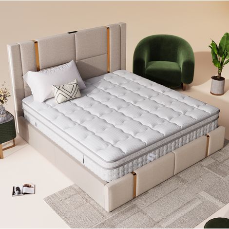 Matelas hybride ressorts ensachés et mousse froide H3, 7 zones, respirant, soutien orthopédique, OEKO-TEX, 140x200 cm (1/5)