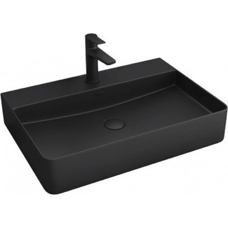 Vasque noire rectangulaire monotrou à poser 50x42x12 cm