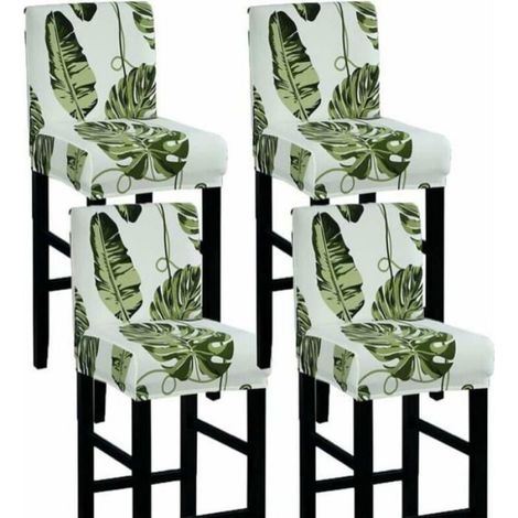 Ahlsen Housse de Chaise de Bar avec Dossier Housse de Tabouret de Bar Extensible Housse de Tabouret à Dossier Bas Lot de 4 (1/4)