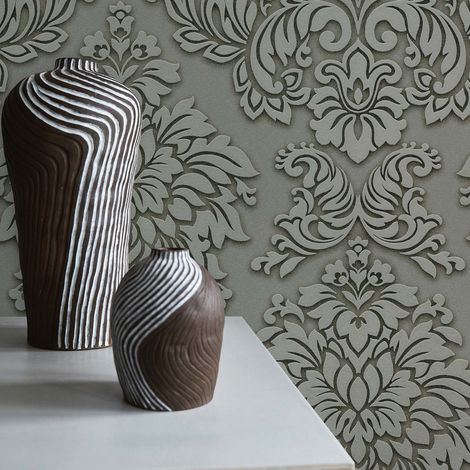 TADESSI Tapete Barock Gioele M1-No.255 Vliestapete Grau Silber Tapete mit Ornamenten Wohnzimmer Schlafzimmer Küche (1/5)