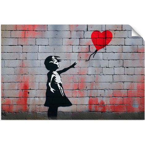 Selbstklebendes Poster – Wandsticker Affe mit Ballon Banksy Street Art 30x20 cm (1/3)