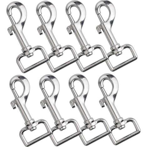 8 Stück Karabinerverschlussbolzen mit Drehgelenk, Zinklegierung, Mehrzweck-Karabinerverschluss mit Drehgelenk, Karabinerhaken (Silber)