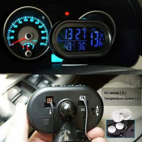 Thermomètre de voiture LCD électronique multifonction 12V Température Réveil (1/4)