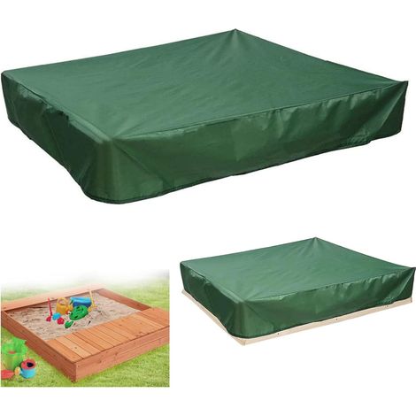 Housse de bac à sable carrée avec cordon de serrage, bâche en tissu polyester imperméable et anti-poussière, 120 x 120 cm (1/5)