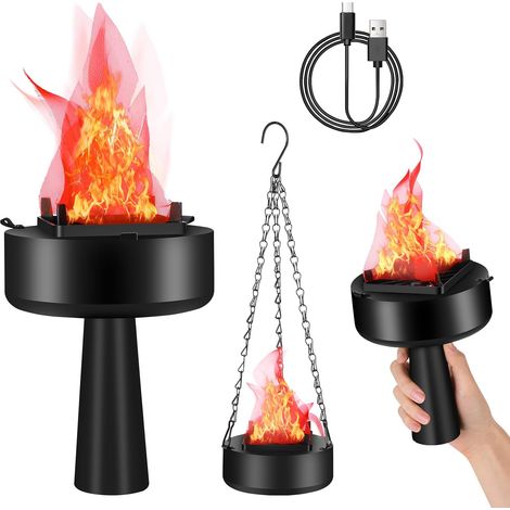 Faux feu de camp 3D rechargeable par USB, fausse lampe de feu portable, fausse flamme électrique, fausse lampe à flamme, feu de camp électrique, décorations de fête de Noël d'Halloween pour bar, scène (1/5)