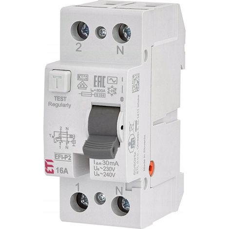 Eti EFI-P2 AC disjoncteur 16A 0,03A neutre rail TH35